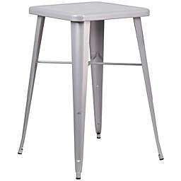 Flash Furniture 23.75'' Square Silver Metal Indoor-Outdoor Bar Height Table