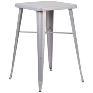 Flash Furniture 23.75'' Square Silver Metal Indoor-Outdoor Bar Height Table. View a larger version of this product image.