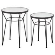 mDesign Round Metal & Glass In-Lay Accent Table - 2 Pack