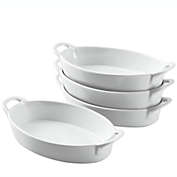 Bruntmor Oval Au Gratin 8"X 5" Baking Dishes, Set Of 4 Lasagna Pan, Ceramic Bakeware