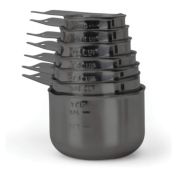 2LB Depot Black Measuring Cups, Premium 18/8 Stainless Steel Metal, Stackable & Nesting, Accurate Dual Spout Measuring Cup Design for Dry & Liquid Ingredients, 7 Piece Set