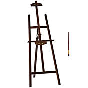 HOMCOM A-Frame Easel of Maximum Height 53&quot;, Holds Canvases Up to 43&quot;, Painting Studio Art Easel that Tilts up to 90? Degrees for Adults, Beginners, Students, Brown