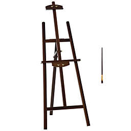 HOMCOM A-Frame Easel of Maximum Height 53", Holds Canvases Up to 43", Painting Studio Art Easel that Tilts up to 90? Degrees for Adults, Beginners, Students, Brown