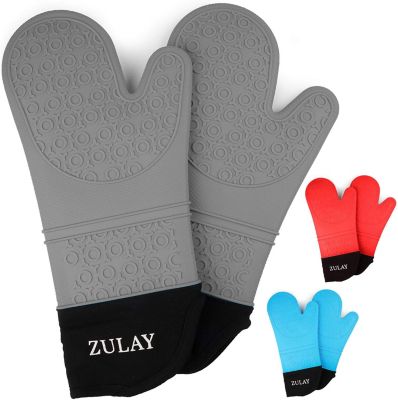 Zulay Kitchen Silicone Oven Mitts - Grey