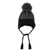 Deux par Deux Earflap Knit Hat Black - 5/8 Years