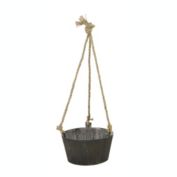 Cheungs Home Indoor Outdoor Decorative Accent Round Wooden Planter With Rope Handle