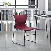 Emma + Oliver Home and Office Burgundy Full Back Stack Chair with Gray Frame - Guest Chair