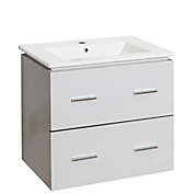 American Imaginations 23 75-in W Wall Mount White Vanity Set For 1 Hole Drilling