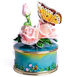 Keren Kopal Pink Roses with Butterfly Trinket Box