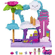 Polly Pocket Pollyville Flamingo Fun Car Wash, 2 Micro Dolls & Color-Change Accessories