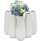 Stock Preferred Ceramic Bud Vases for Flowers 1x6" in 6-Pcs White