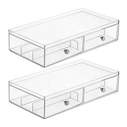 mDesign Plastic Glasses Storage Organizer Box, 2 Drawers, 2 Pack