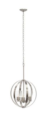 Elegant Designs 18" Modern Orb Adjustable 3-Light Metal And Clear Glass Hanging Ceiling Pendant, Brushed Nickel