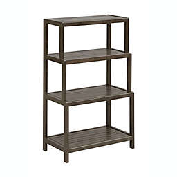 NewRidge Home Goods Solid Wood Dunnsville 4-Tier Step Back Shelf, Ladder Bookcase - Espresso