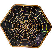 Blue Panda Halloween Party Paper Plates, Spider Web Design, Disposable (9 x 8 In, 50 Pack)