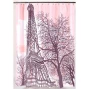 Carnation Home Fashions "Tour Eiffel" Heavier Weight 100% polyester Fabric shower curtain - Multi 70" x 72"