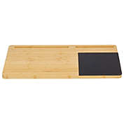 mDesign Portable Bamboo Wood Lapdesk Table Tray, Phone/Tablet Slots, Natural/Tan