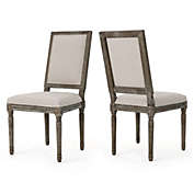 Contemporary Home Living Set of 2 Brown and Beige Traditional Dining Chairs 39.5"