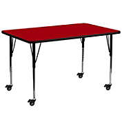 Emma + Oliver Mobile 30x72 Red Thermal Laminate Adjustable Activity Table