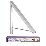 Stock Your Home Silver-Retractable Clothes Rack, Wall Mounted Folding Clothes Hanger