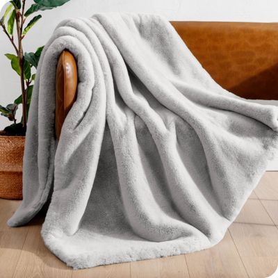 Blanket Heated Silver Grey Electric Heated Blanket Plush Coral Faux Fur Throw 