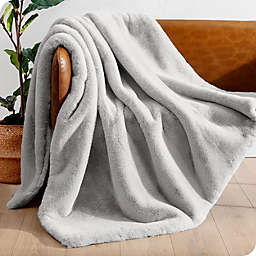 Bare Home Faux Fur Blanket - Ultra-Soft Blanket - Luxurious Fuzzy Warm Blanket - Cozy Lightweight Soft Blanket (Oversized, Silver)
