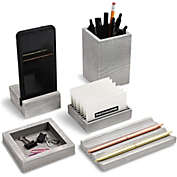 Paper Junkie Rustic Wooden Desk Organizer 5 Piece Set in Vintage Gray