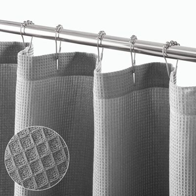mDesign Cotton Waffle Weave Fabric Shower Curtain