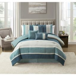 Sweet Home Collection Comforter Set Ultra Soft Faux Suede Fashion Bedding Sets with Shams, Throw Pillows, and Bed Skirt, Queen, Teal