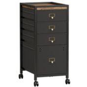 Idealhouse Wood Vertical File Cabinet with 4 Drawers and Wheels