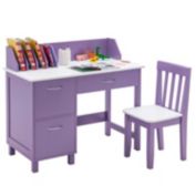 Slickblue Kids Wooden Writing Furniture Set with Drawer and Storage Cabinet-Purple