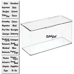 mDesign Plastic Stackable Home, Office Storage Box + 32 Labels