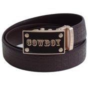 FEDEY Mens Automatic Ratchet Leather Buckle Statement Belt