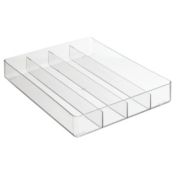 mDesign Plastic Kitchen Drawer Storage Cutlery Tray - Clear