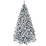 Costway 7.5 Feet Snow Flocked Hinged Artificial Christmas Tree without Lights