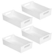 mDesign Wide Plastic Kitchen Pantry Cabinet Food Storage Bin, 4 Pack - Clear