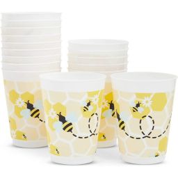Blue Panda Reusable Plastic Bumble Bee Baby Shower Party Supplies Cups (16 Pack)