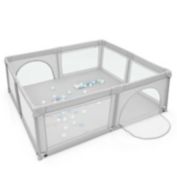 Slickblue Large Infant Baby Playpen Safety Play Center Yard with 50 Ocean Balls-Grey