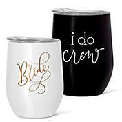 Samantha Margaret 11 Piece Set of Stainless Steel Tumblers for Bachelorette Parties, Weddings, and Bridal Showers, I Do Crew / Black