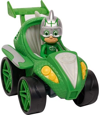 PJ Masks Power Racers Vehicles, Articulated Gekko Figure and Gekko Mobile, Green
