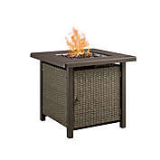 Infinity Merch 28" Outdoor Wicker Patio Propane Fire Pit Table with Lid
