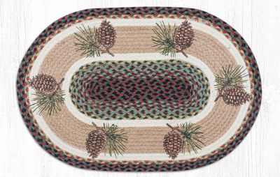 BRAIDED HAND STENCILED OVAL PATCH AREA RUG By EARTH RUGS--SEA TURTLE 