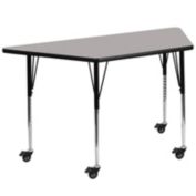 Flash Furniture Mobile 25&#39;&#39;W x 45&#39;&#39;L Trapezoid Grey HP Laminate Activity Table - Standard Height Adjustable Legs