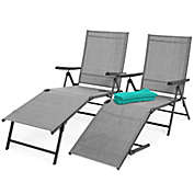 Best Choice Products Set of 2 Chaise Lounge Chair w/ Steel Frame in Gray