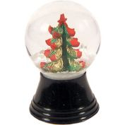 Alexander Taron 1.5" Red and Green Snow Globe Mini Christmas Tree Decoration With a Black Base