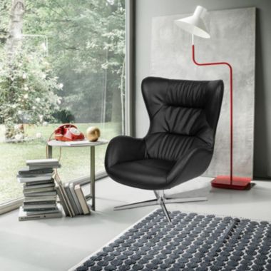 Flash Furniture Black LeatherSoft Swivel Wing Chair. View a larger version of this product image.