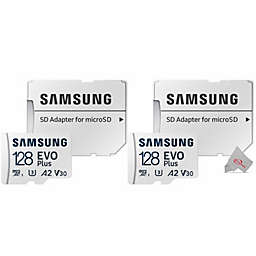 Samsung EVO Plus MicroSD 128GB, 130MBs Memory Card with Adapter - 2 Pack