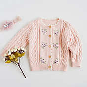 Laurenza&#39;s Girls Pink Embroidered Knit Cardigan
