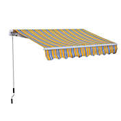 Outsunny 8&#39; x 7&#39; Patio Retractable Awning/Manual Exterior Sun Shade Deck Window Cover, Mixed