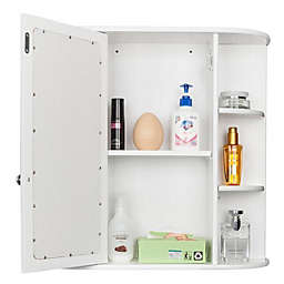 Infinity Merch 3-tier Single Door Mirror Indoor Bathroom Wall Mounted Cabinet Shelf in White